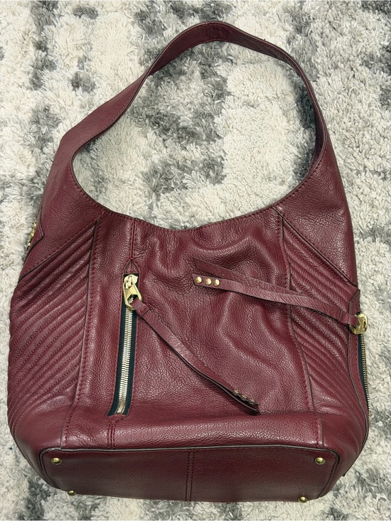 Oryany Handbags - Oryany Burgundy Leather Hobo Shoulder Bag Chevron Stitch + Dust Bag